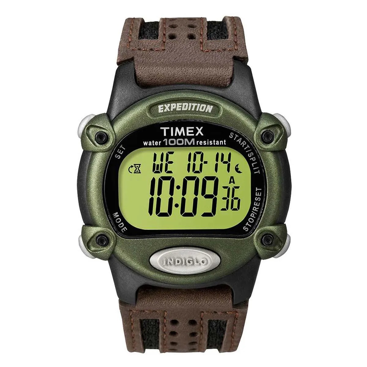 Timex Men's Chronograph Watch - Expedition Digital Grey Dial Leather & Nylon Strap | T48042JV