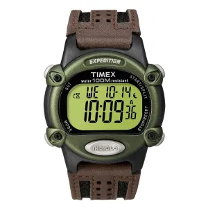 Timex Men's Chronograph Watch - Expedition Digital Grey Dial Leather & Nylon Strap | T48042JV
