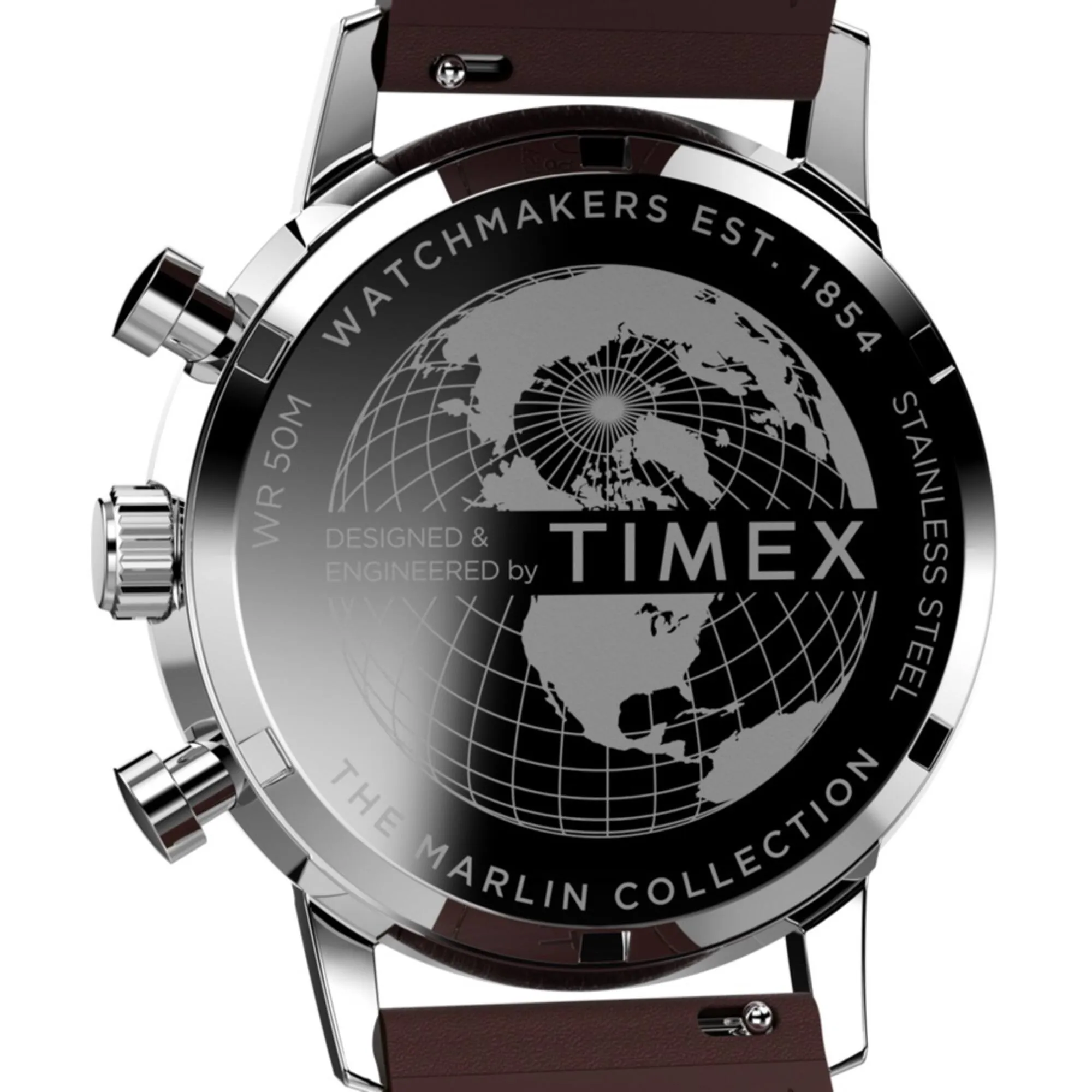 Timex Men's Chronograph Watch - Marlin Blue Dial Brown Leather Strap | TW2W10200VQ