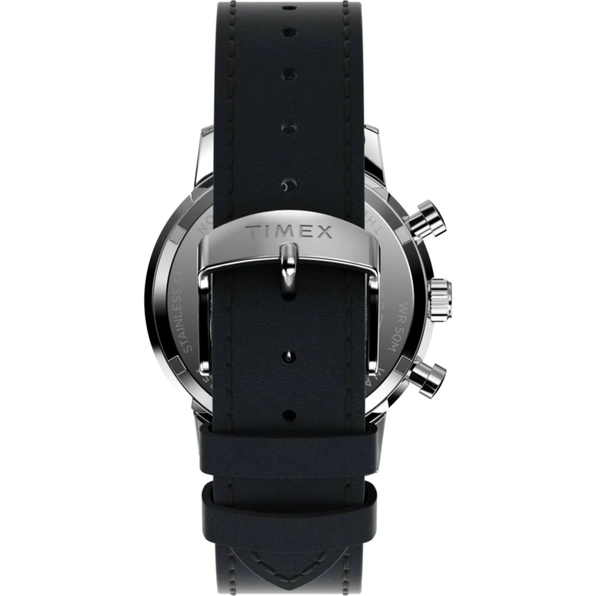 Timex Men's Chronograph Watch - Marlin Silver Tone Dial Black Strap | TW2W10300VQ