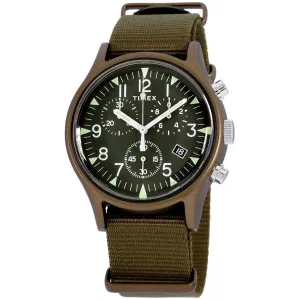 Timex Men's Chronograph Watch - MK1 Green Dial Green Nylon Strap | TW2R67800VQ