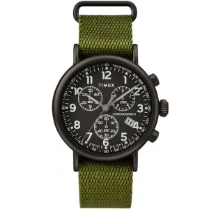 Timex Men's Chronograph Watch - Standard Black Dial Green Strap | TW2T21400VQ