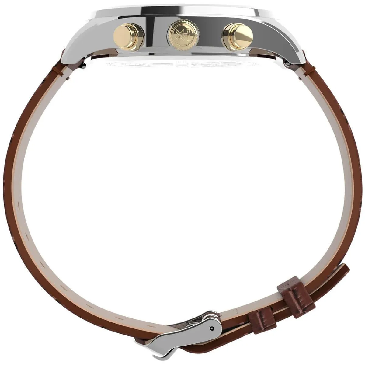 Timex Men's Chronograph Watch - Waterbury Cream Dial Leather Strap | TW2U04500VQ
