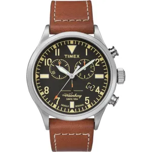 Timex Men's Chronograph Watch - Waterbury Quartz Brown Leather Strap | TW2P84300VQ