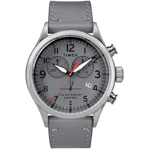 Timex Men's Chronograph Watch - Waterbury Silver Tone Case Grey Strap | TW2R70700VQ