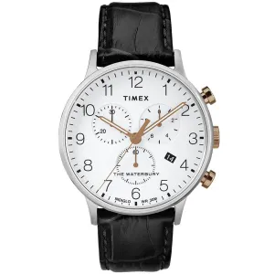 Timex Men's Chronograph Watch - Waterbury White Dial Black Strap | TW2R71700VQ