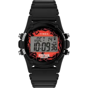 Timex Men's Digital Watch - Atlantis X Stranger Things Black Resin Strap | TW2V51000YB