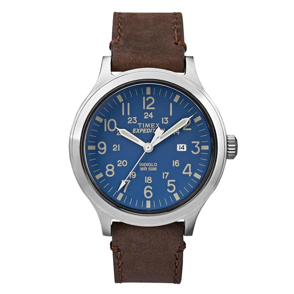 Timex Men's Leather Strap Watch - Expedition Scout Indiglo Light-Up Dial | TW4B06400JV