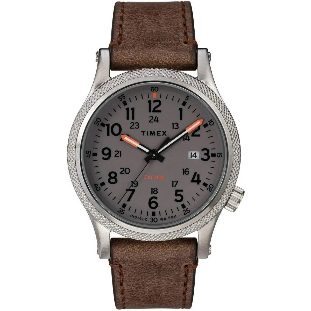 Timex Men's Quartz Watch - Allied Grey Dial Brown Leather Strap | TW2T33300VQ