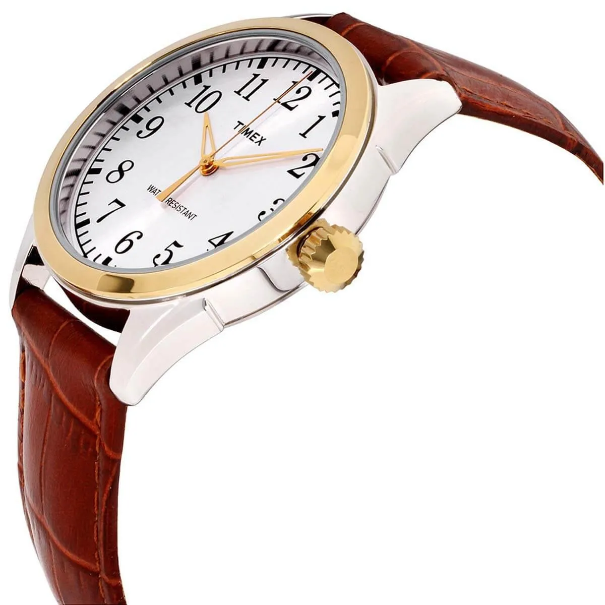 Timex Men's Quartz Watch - Briarwood Terrace Silver Tone Dial Brown Strap | TW2P99500