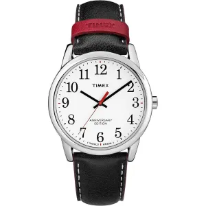 Timex Men's Quartz Watch - Easy Reader White Dial Black Leather Strap | TW2R40000