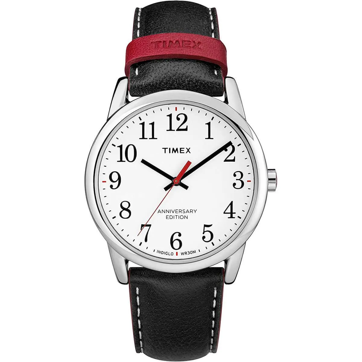 Timex Men's Quartz Watch - Easy Reader White Dial Black Leather Strap | TW2R40000