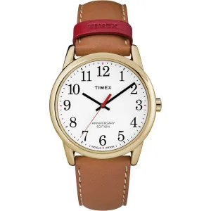 Timex Men's Quartz Watch - Easy Reader White Dial Brown Leather Strap | TW2R40100