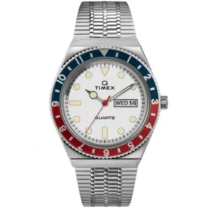 Timex Men's Quartz Watch - Q Timex White Dial Stainless Steel Bracelet | TW2U61200ZV