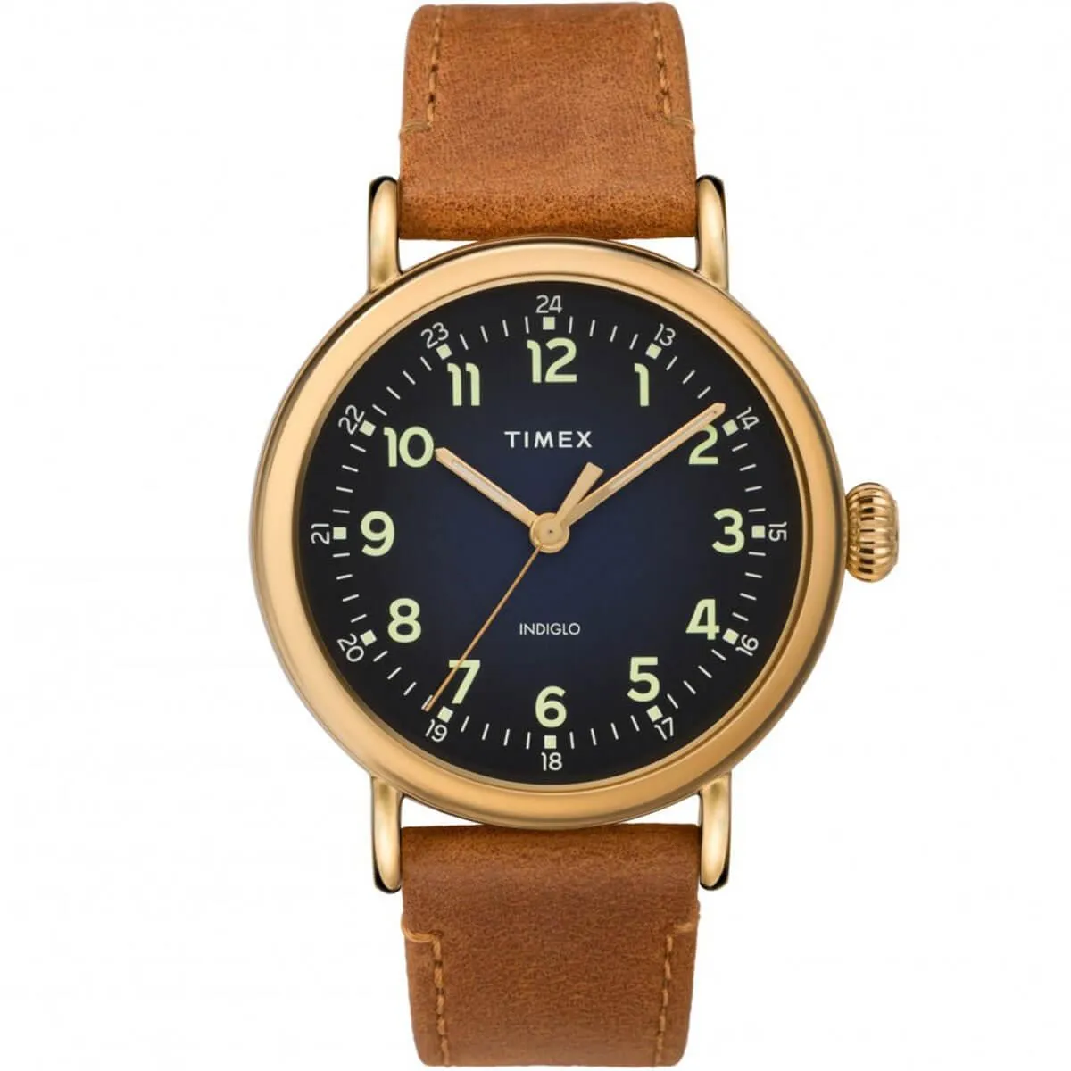 Timex Men's Quartz Watch - Standard Blue Dial Brown Leather Strap | TW2T20000VQ