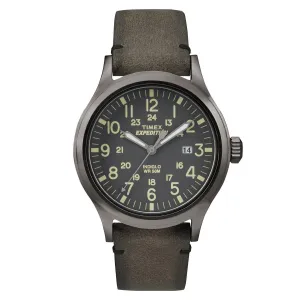 Timex Men's Strap Watch - Expedition Scout Date Quartz Brown Leather | TW4B01700JV
