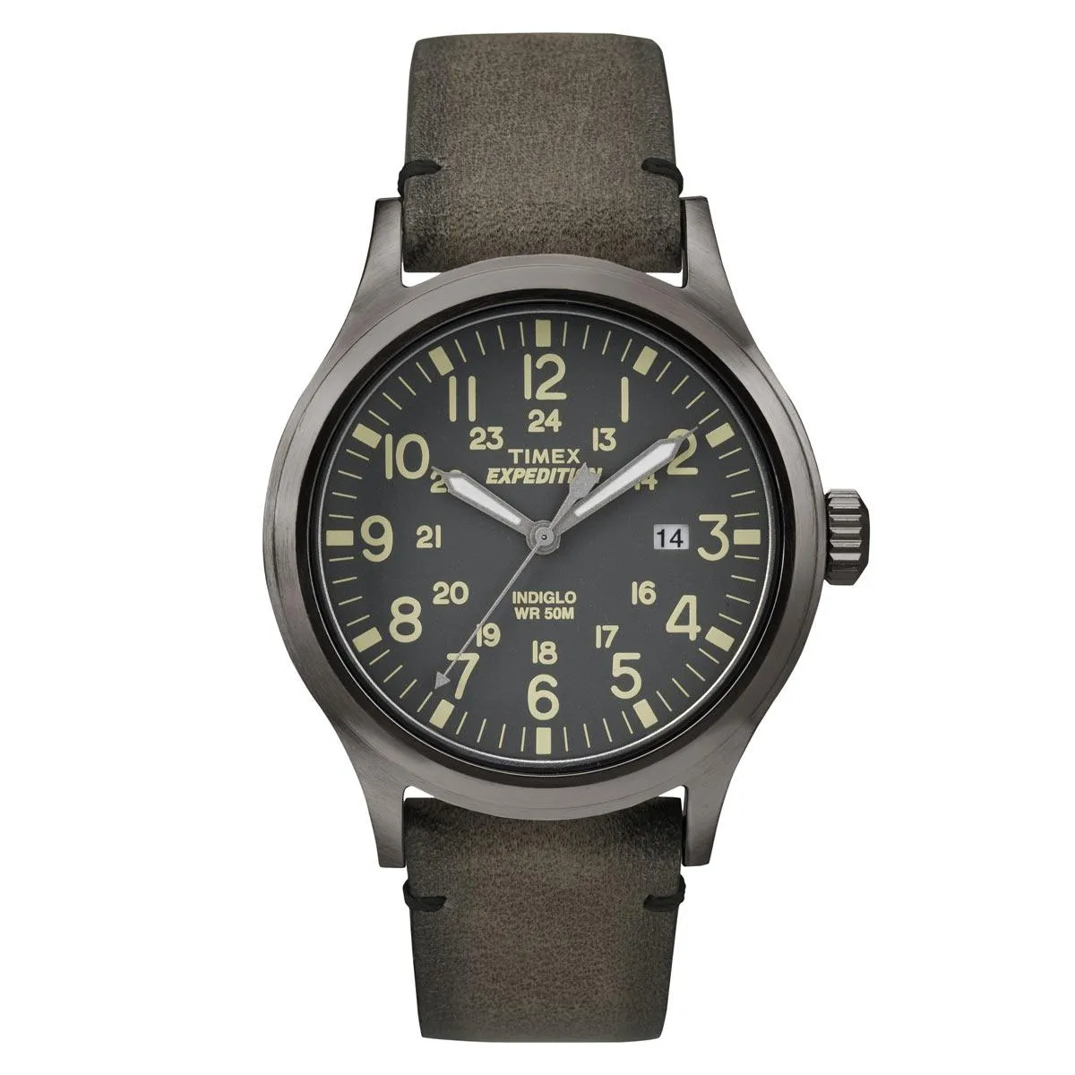 Timex Men's Strap Watch - Expedition Scout Date Quartz Brown Leather | TW4B01700JV
