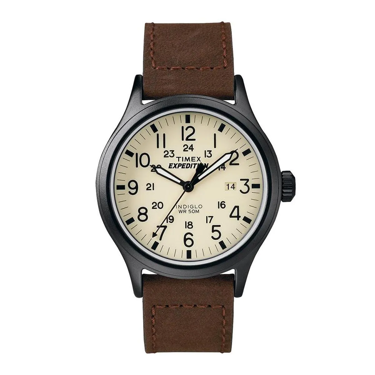 Timex Men's Strap Watch - Expedition Scout Quartz Date Brown Leather | T49963JV