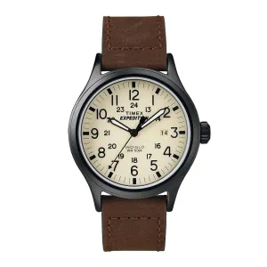 Timex Men's Strap Watch - Expedition Scout Quartz Date Brown Leather | T49963JV