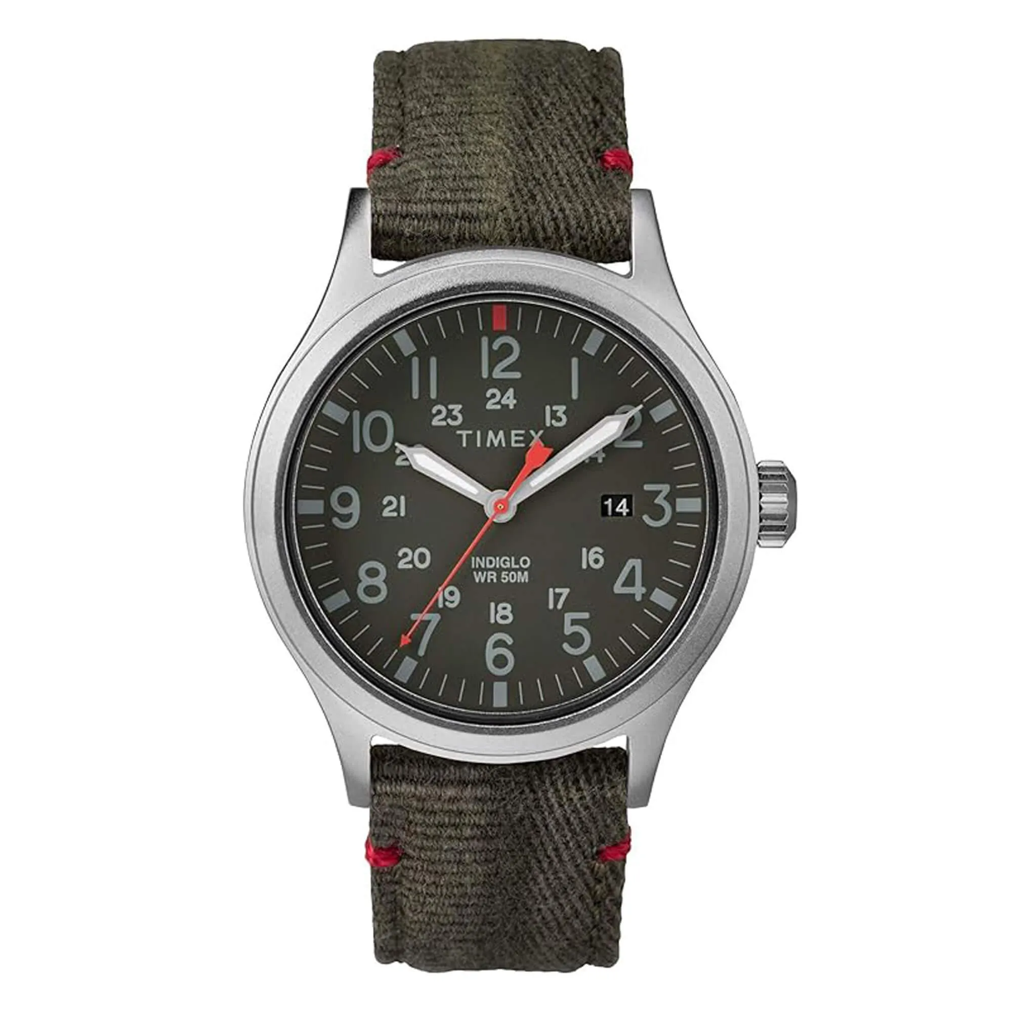 Timex Men's Watch - Allied Silver Tone Case Green Dial Fabric Strap | TW2R60900VQ