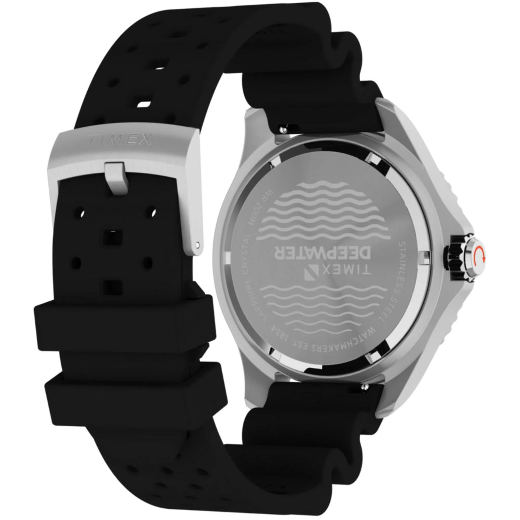 Timex Men's Watch - Deepwater Meridian Black Dial Synthetic Rubber Strap | TW2W81600