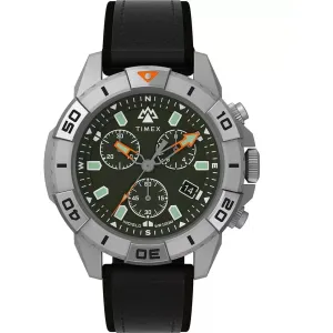 Timex Men's Watch - Expedition North Ridge Chronograph Black Leather Strap | TW2W16100