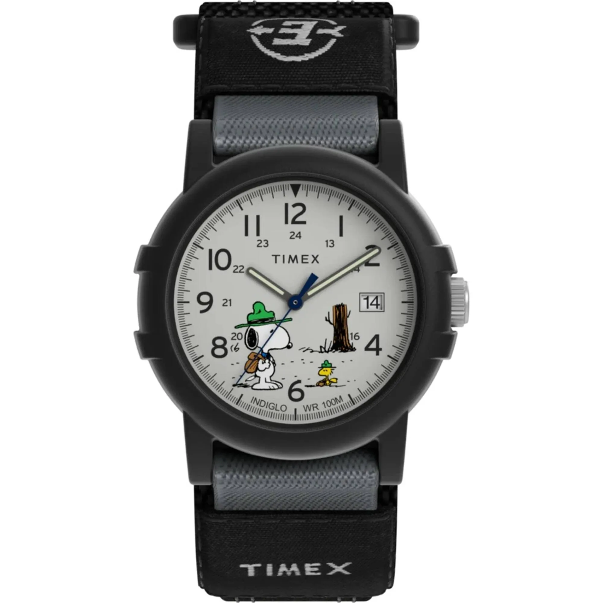 Timex Men's Watch - Expedition Peanuts Beagle Scout Black Fabric Strap | TW4B29100
