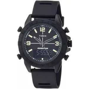 Timex Men's Watch - Expedition Pioneer Black Dial Silicone Strap Ani-Digi | TW4B17000