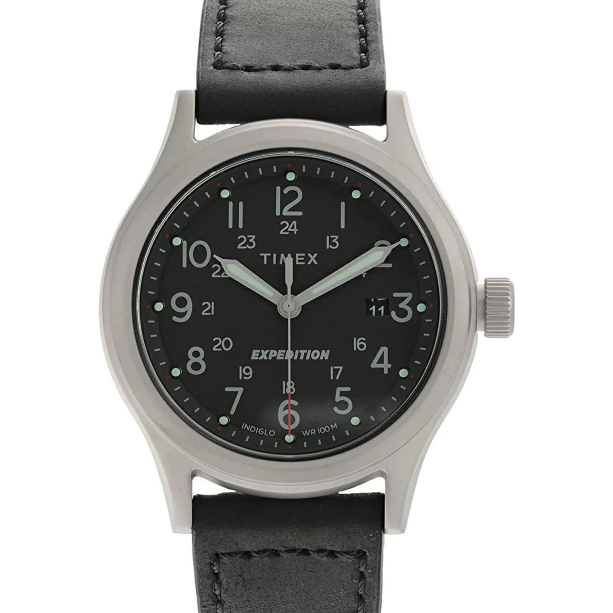 Timex Men's Watch - Expedition Sierra Black Dial Black Leather Strap | TW2V07400VQ