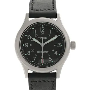 Timex Men's Watch - Expedition Sierra Black Dial Black Leather Strap | TW2V07400VQ