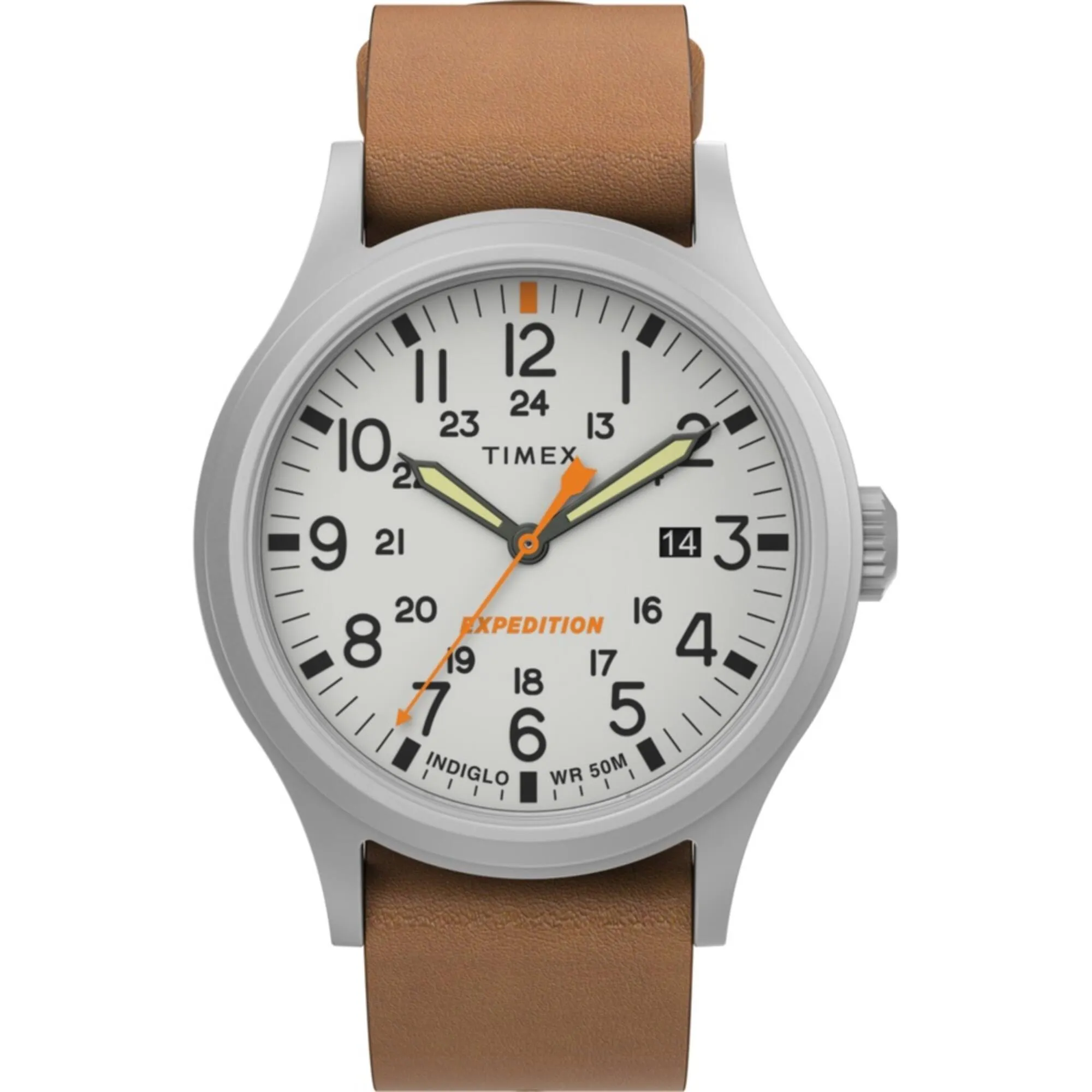 Timex Men's Watch - Expedition Sierra Quartz Cream Dial Tan Leather Strap | TW2V07600