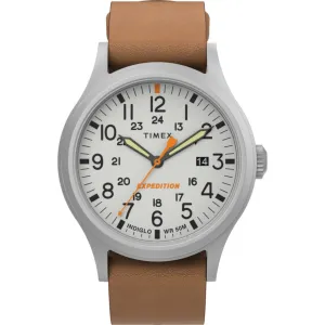Timex Men's Watch - Expedition Sierra Quartz Cream Dial Tan Leather Strap | TW2V07600