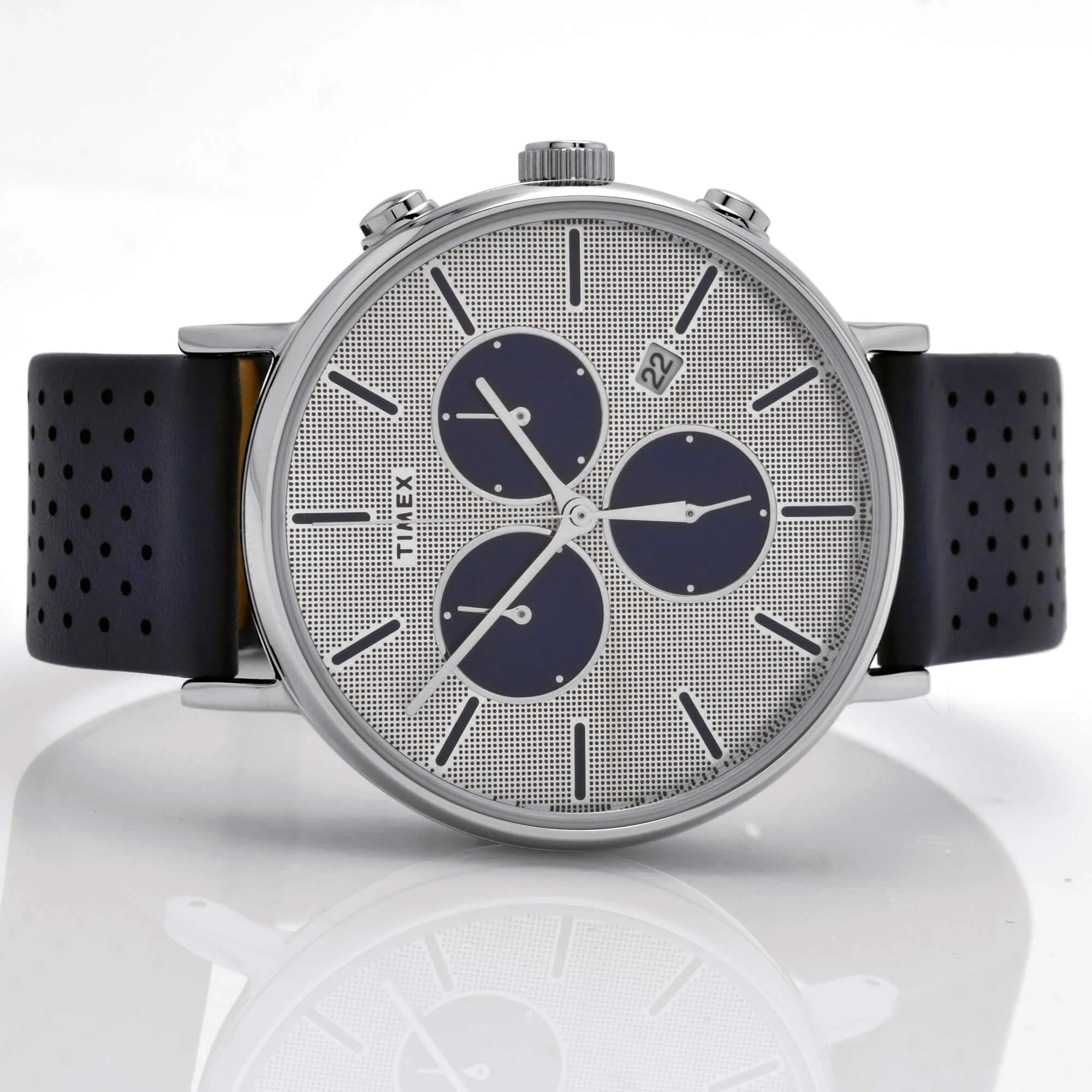 Timex Men's Watch - Fairfield Supernova Quartz Silver Dial Leather Strap | TW2R97700