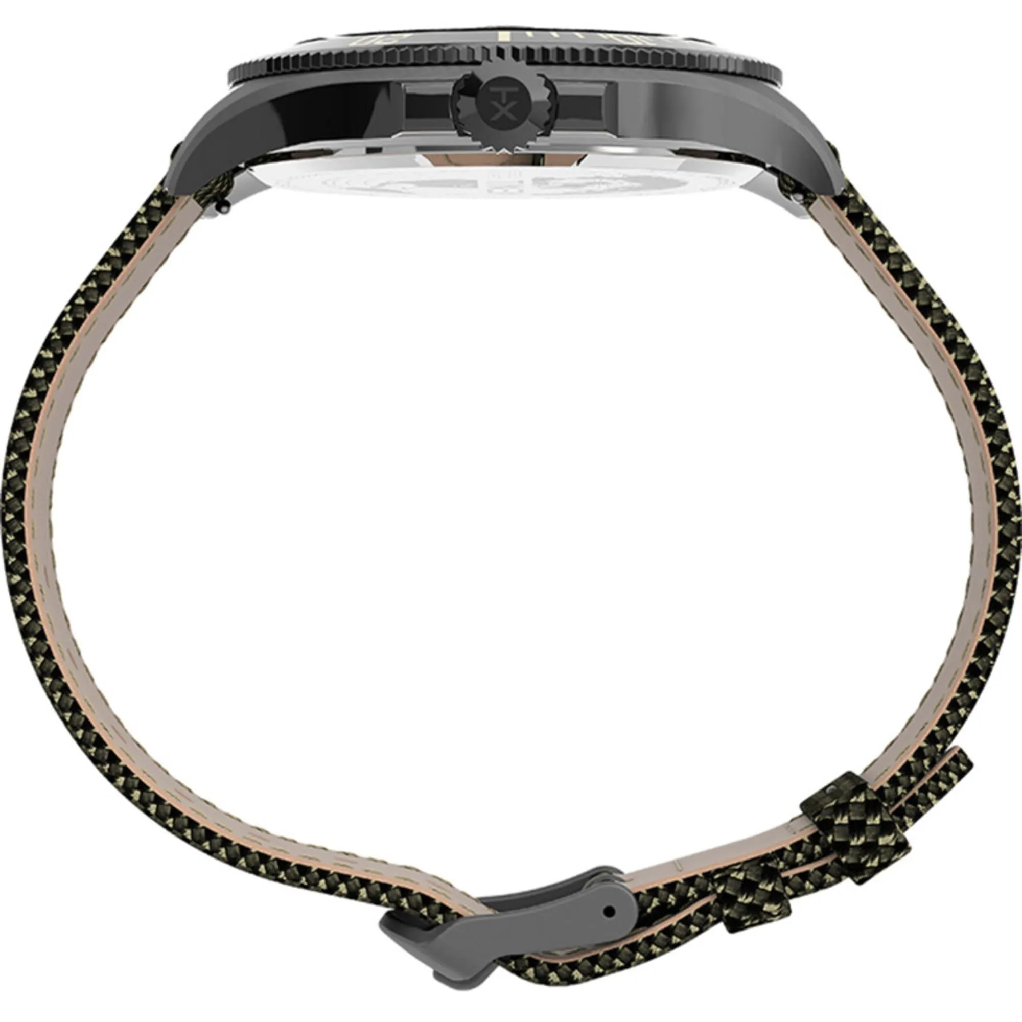 Timex Men's Watch - Harborside Coast Quartz Black Dial Green Fabric Strap | TW2U81900