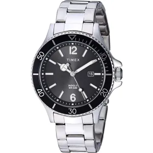 Timex Men's Watch - Harborside Quartz Black Dial Silver Tone Bracelet | TW2R64600JT