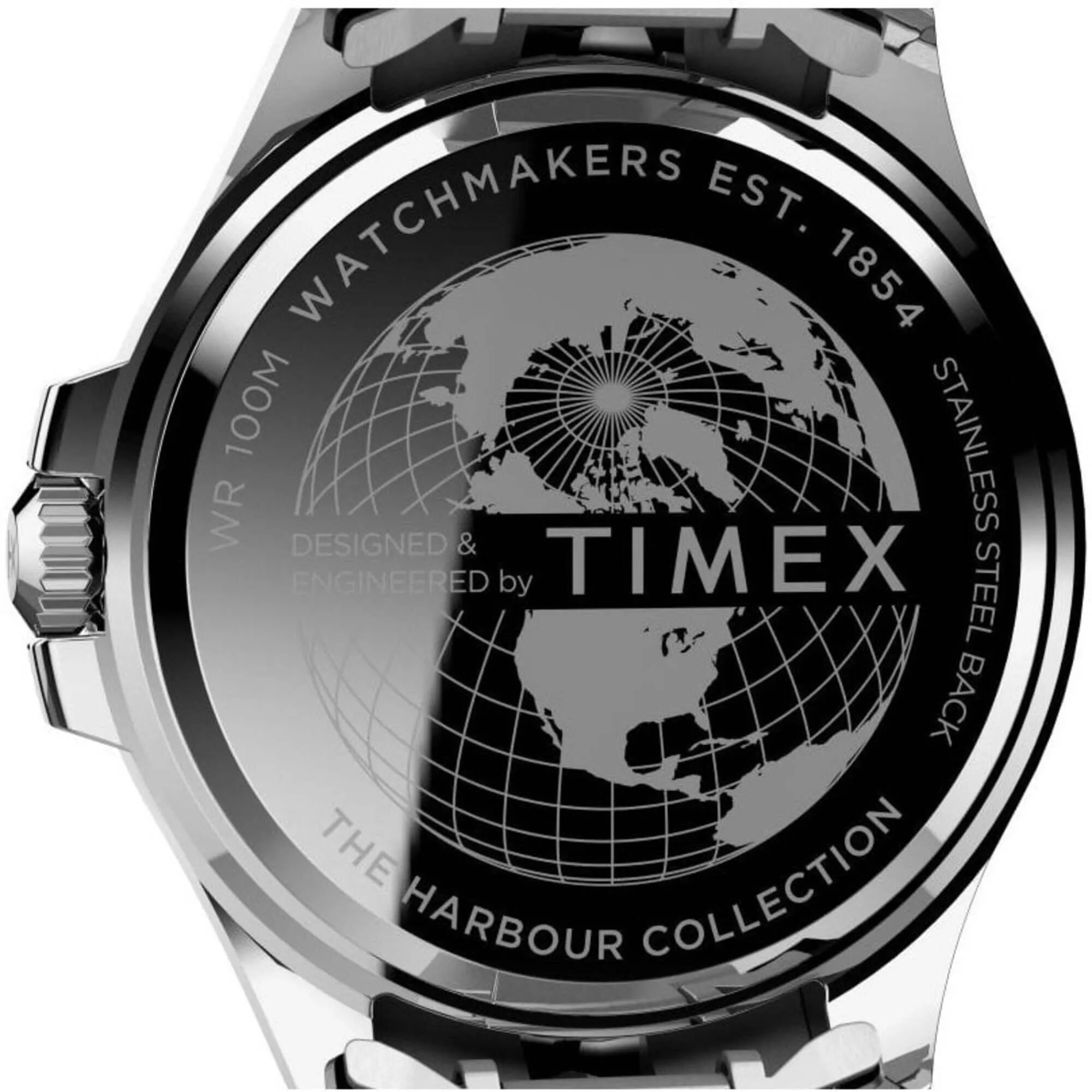 Timex Men's Watch - Harborside Quartz Date Black Dial Silver Tone Bracelet | TW2U71900