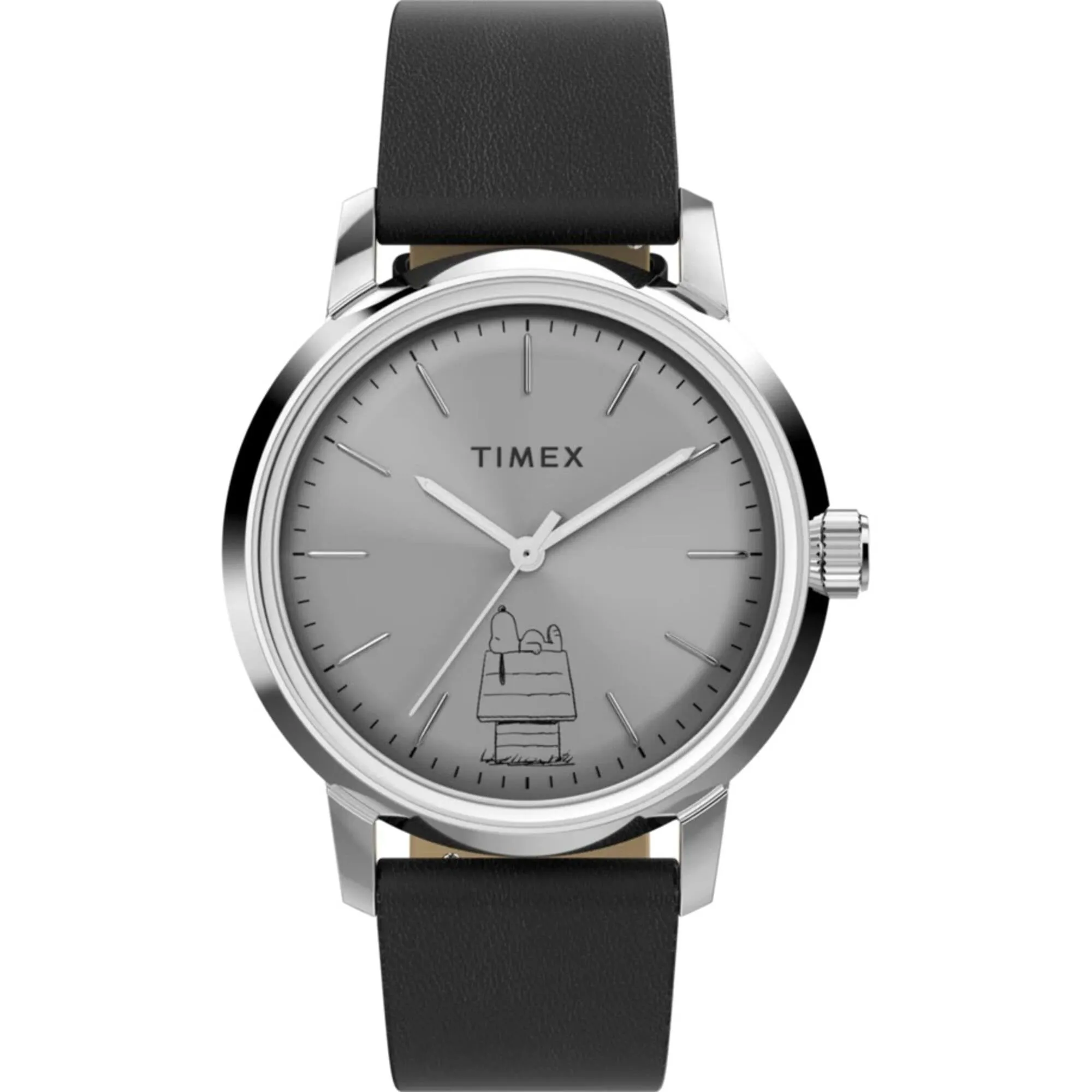 Timex Men's Watch - Marlin Peanuts Automatic Silver Dial Leather Strap | TW2Y10000