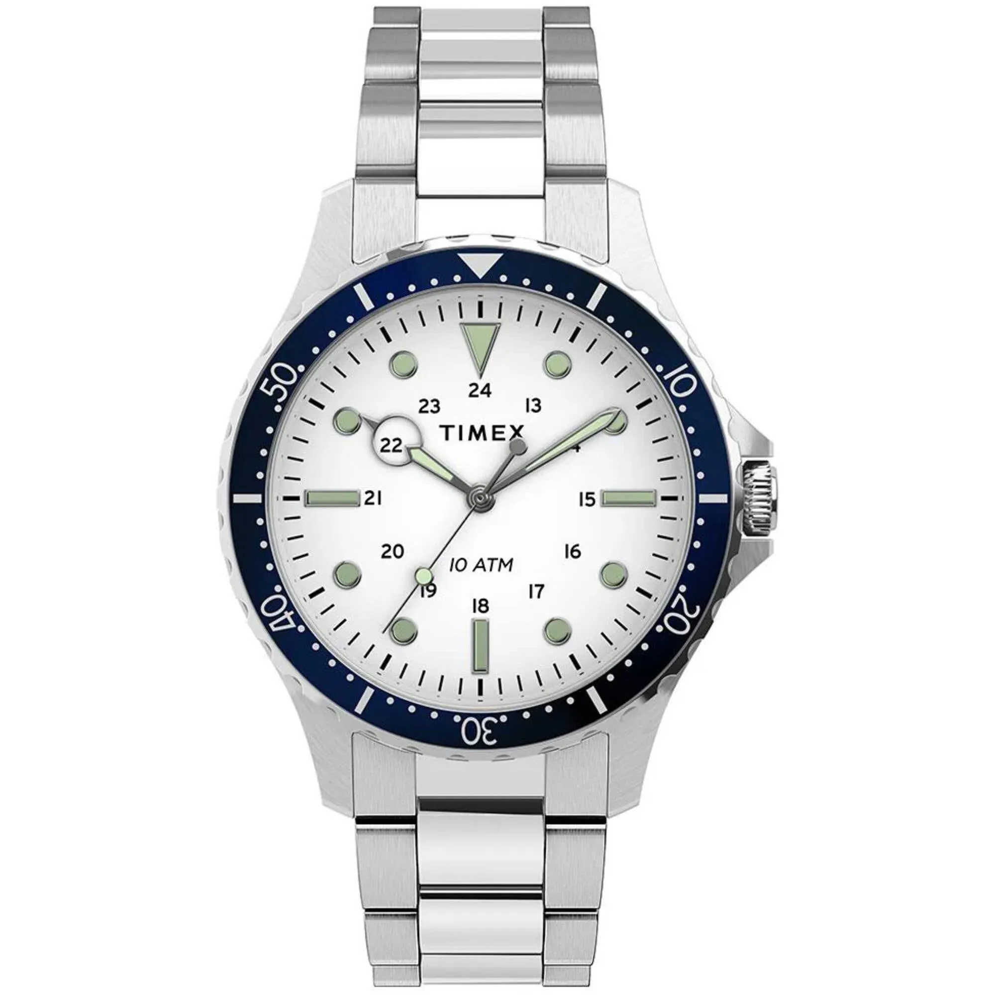 Timex Men's Watch - Navi XL Quartz White Dial Stainless Steel Bracelet | TW2U10900