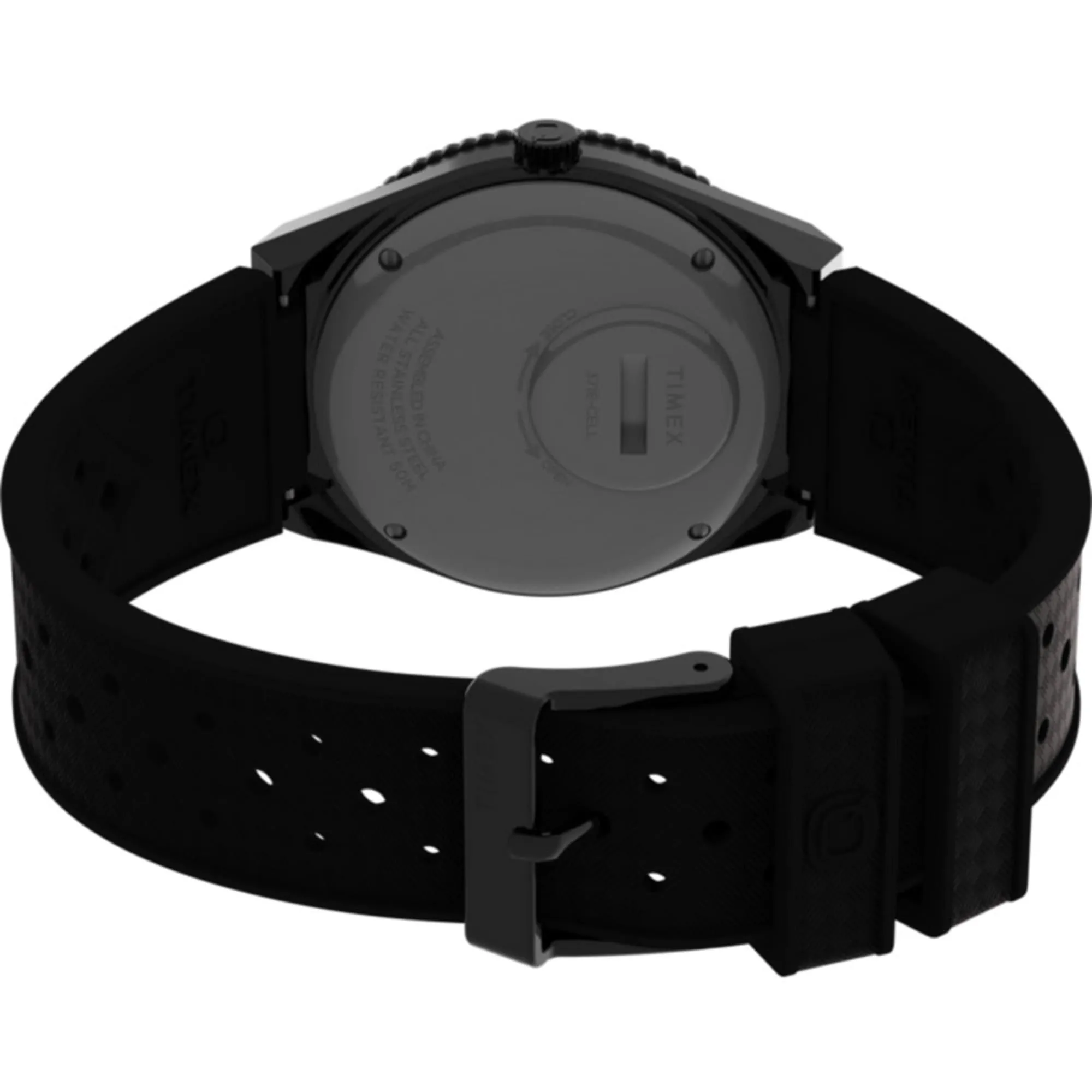 Timex Men's Watch - Q GMT Quartz Black Dial Synthetic Rubber Strap Date TW2V38200
