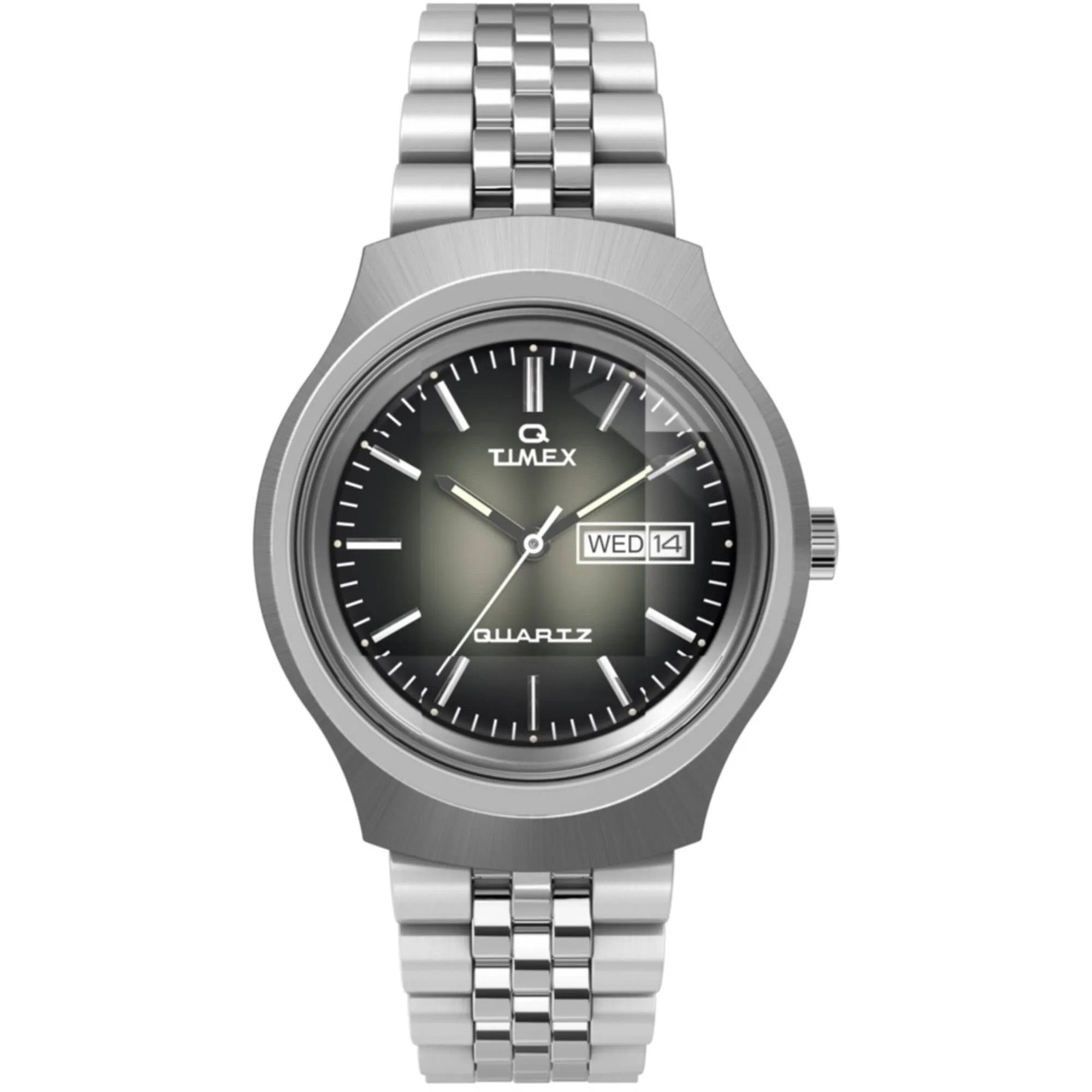 Timex Men's Watch - Q Reissue Degrade Quartz Black, Grey Dial Bracelet | TW2W22500