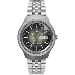 Timex Men's Watch - Q Reissue Degrade Quartz Black, Grey Dial Bracelet | TW2W22500