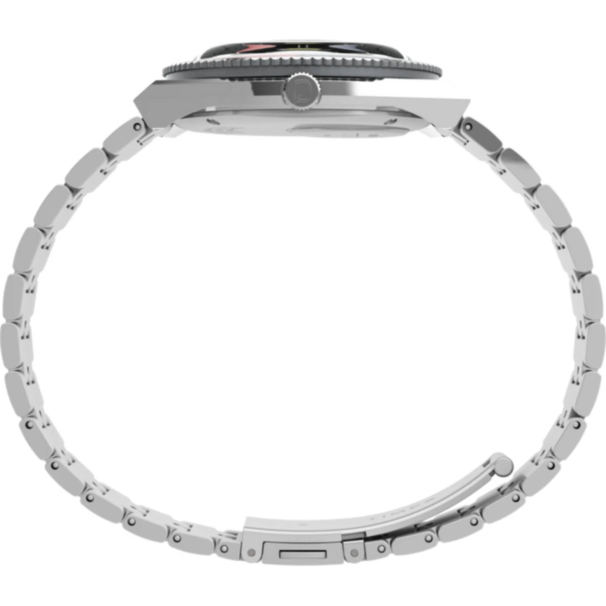 Timex Men's Watch - Q Timex GMT Black Dial Silver Tone Bracelet Quartz | TW2V38000VQ
