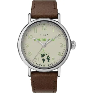 Timex Men's Watch - Standard Peanuts Cream Dial Brown Leather Strap | TW2V32800JR