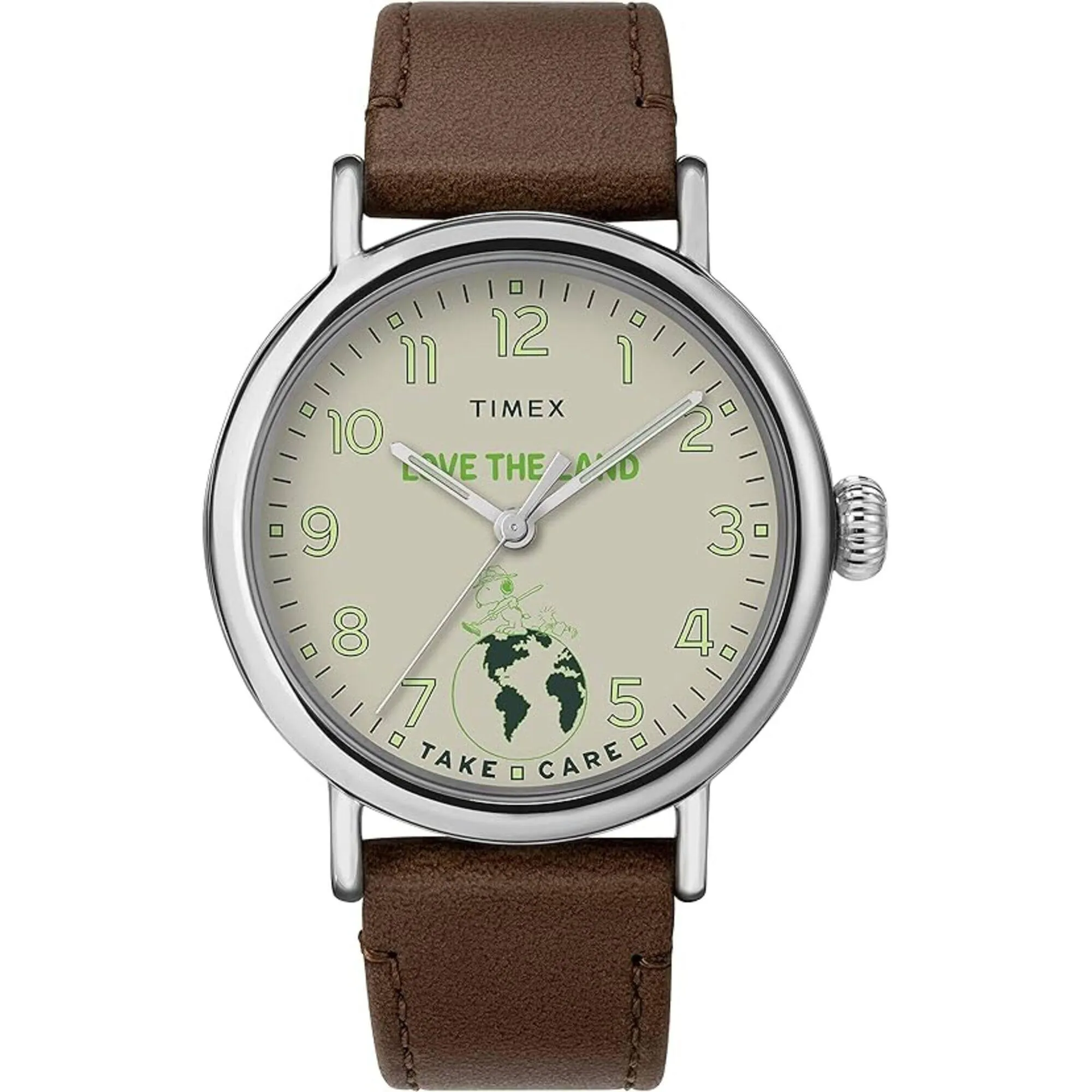 Timex Men's Watch - Standard Peanuts Cream Dial Brown Leather Strap | TW2V32800JR