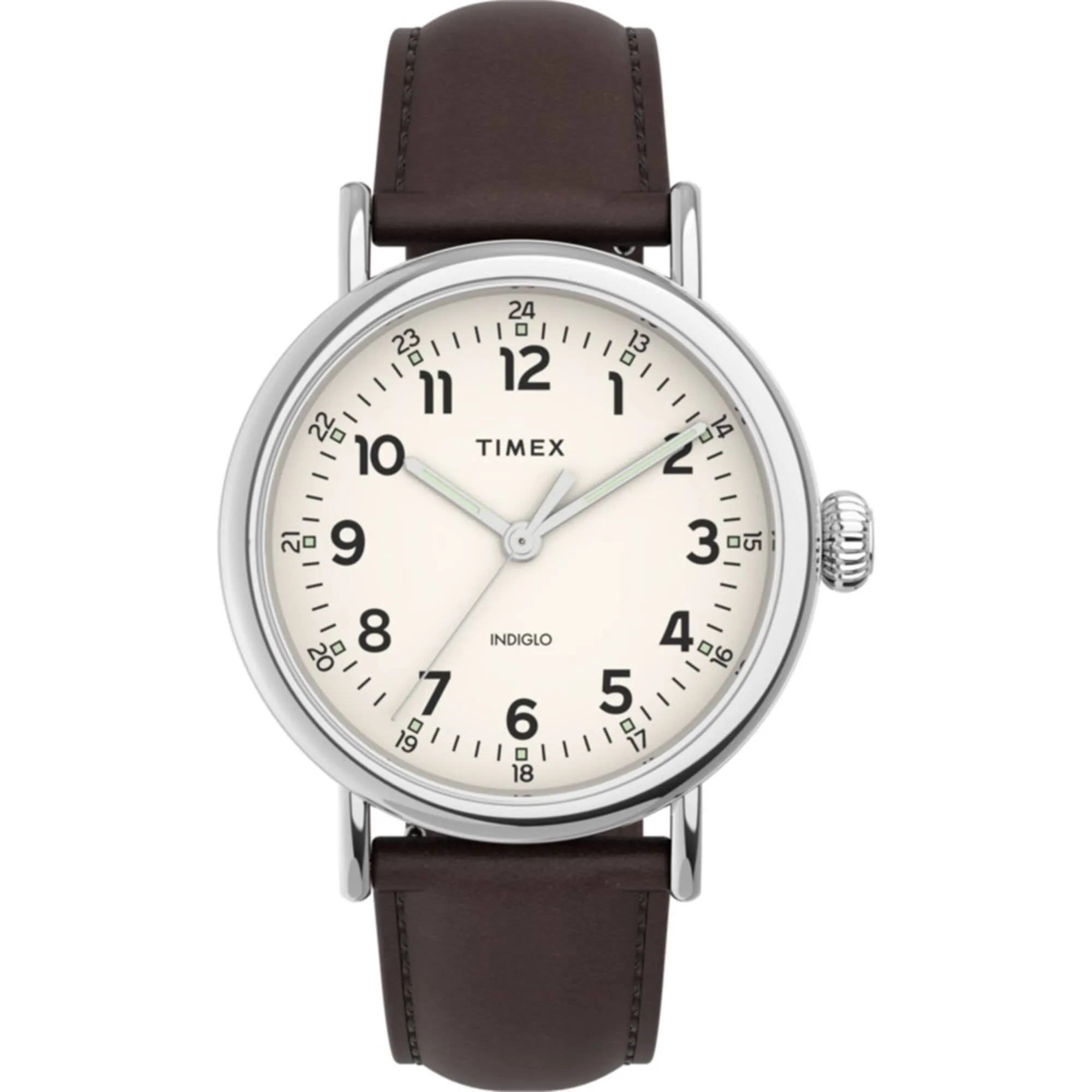 Timex Men's Watch - Standard Quartz Cream Dial Black Leather Strap | TW2V27800