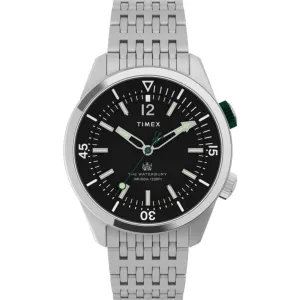 Timex Men's Watch - The Waterbury Black Dial Stainless Steel Bracelet | TW2V49700