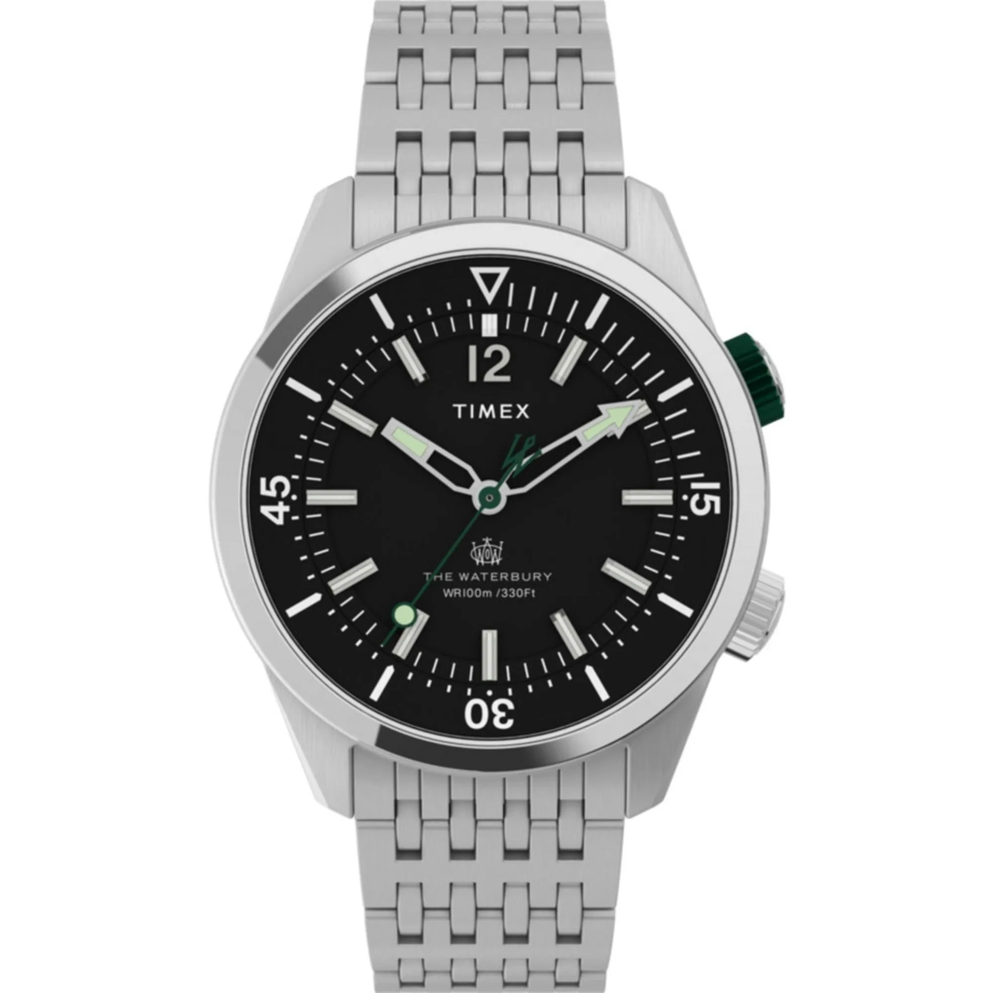 Timex Men's Watch - The Waterbury Black Dial Stainless Steel Bracelet | TW2V49700