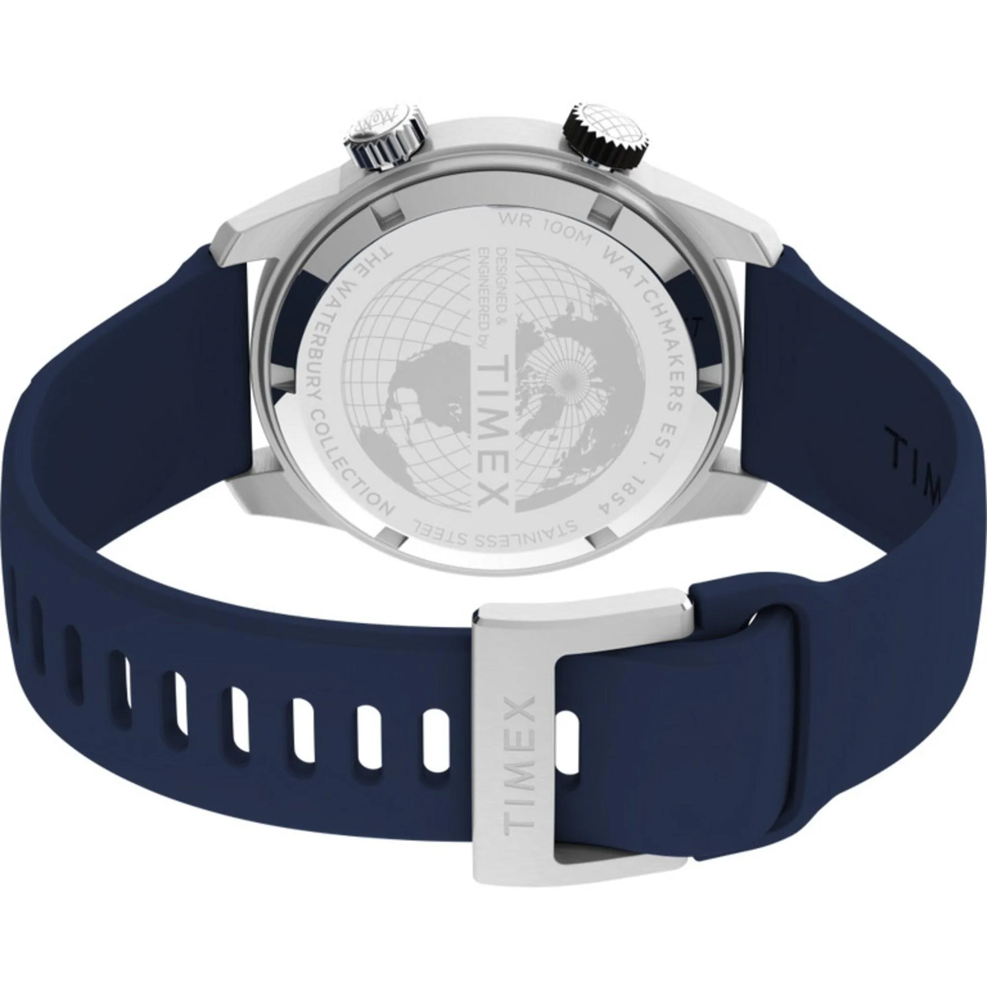 Timex Men's Watch - The Waterbury Quartz Black and Red Dial Rubber Strap | TW2V73500