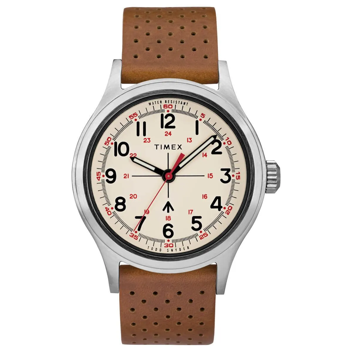Timex Men's Watch - Todd Snyder Military Cream Dial Tan Leather Strap | TW2T82500JR