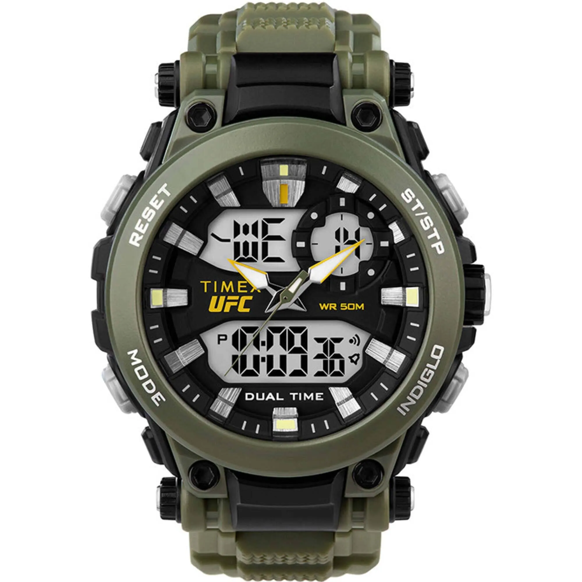 Timex Men's Watch - UFC Impact Analog-Digital Black Dial Green Strap | TW5M52900JT